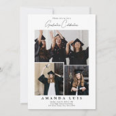 Elegante Multi-Photo Collage Afstuderen Uitnodigin Kaart