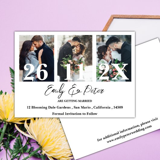 Elegante Multi Photo Wedding Sla de datum op Save The Date