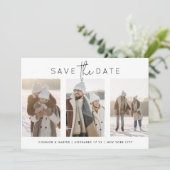 Elegante Multi Zwart Wit Tekst 4 Foto Save The Date (Staand voorkant)