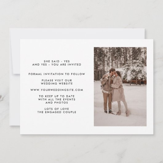 Elegante Multi Zwart Wit Tekst 4 Foto Save The Date (Achterkant)
