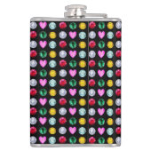 Elegante Multicolor Edelstenen op zwart Heupfles (Achterkant)