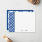 Elegante Multifunctionele Blauwe Clamshell Toile F Notitiekaartje (Voorkant / Achterkant in situ)