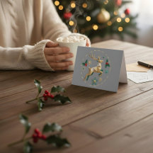 Elegante multikleur rendier kerstgroetekaart voor