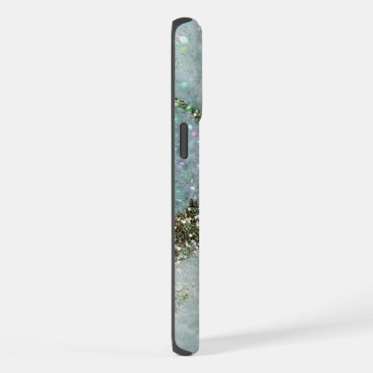 Elegante munt en gouden glitter monogram iPhone hoesje (Rechterkant)