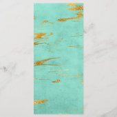 Elegante Munt en Gouden Marmeren Bruiloft Menu (Achterkant)