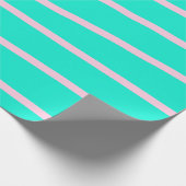 Elegante munt en roze strepen cadeaupapier (Hoek)