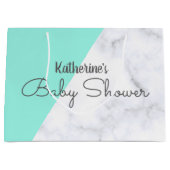 Elegante munt en wit marmer baby shower groot cadeauzakje (Voorkant)