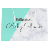 Elegante munt en wit marmer baby shower groot cadeauzakje (Achterkant)