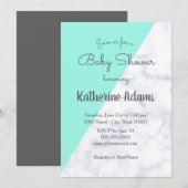 Elegante munt en wit marmer baby shower kaart (Voorkant / Achterkant)