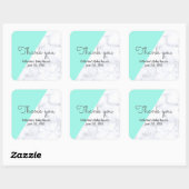 Elegante munt en wit marmer baby shower vierkante sticker (Vel)