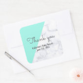 Elegante munt en wit marmer baby shower vierkante sticker (Envelop)