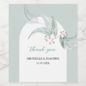 Elegante munt Exotische Eucalyptus Florale Waterve Wijn Etiket (Enkel label)