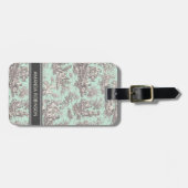 Elegante  munt grijs toile de jouy bagagelabel (Voorkant horizontaal)