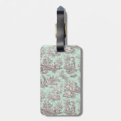 Elegante  munt grijs toile de jouy bagagelabel (Achterkant verticaal)