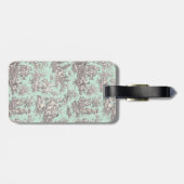 Elegante  munt grijs toile de jouy bagagelabel (Achterkant horizontaal)