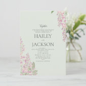 Elegante munt groen roze hyacint bloemenbruiloft kaart (Staand voorkant)