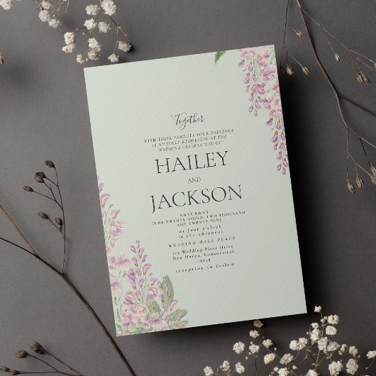 Elegante munt groen roze hyacint bloemenbruiloft kaart