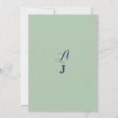 Elegante munt groen roze waterverf bloemenbruiloft kaart (Achterkant)