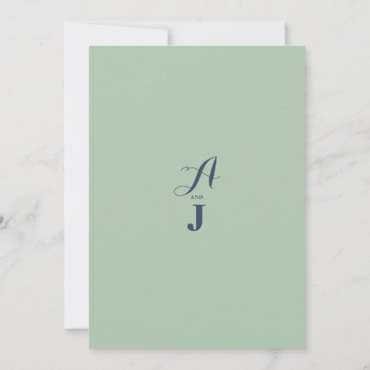 Elegante munt groen roze waterverf bloemenbruiloft kaart (Achterkant)