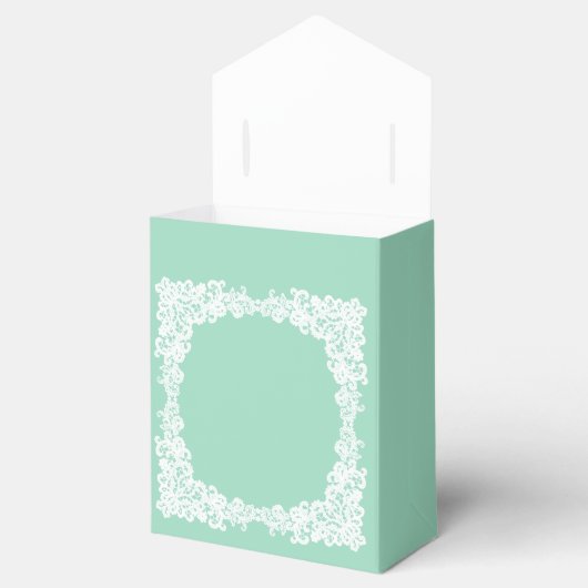 Elegante munt groen & wit kant gunst doos bedankdoosjes (Geopend)