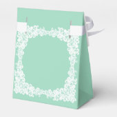 Elegante munt groen & wit kant gunst doos bedankdoosjes (Achterkant)