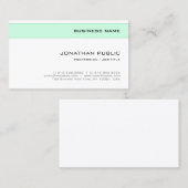 Elegante munt groen wit modern minimalistisch ontw visitekaartje (Voorkant / Achterkant)