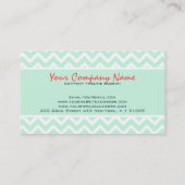 Elegante munt groene chevron en witte achtergrond visitekaartje (Achterkant)