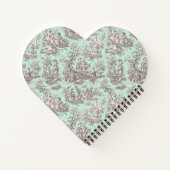 Elegante  munt toile de jouy hart notitieboek (Achterkant)