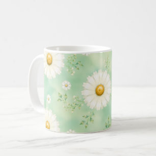 Elegante Munt Waterverf Madeliefje Koffiemok