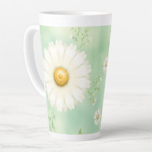 Elegante Munt Waterverf Madeliefje Latte Mok