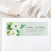 Elegante munt witte bloemenpastel Retouradres Etiket (Insitu)