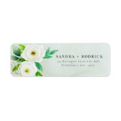 Elegante munt witte bloemenpastel Retouradres Etiket (Voorkant)