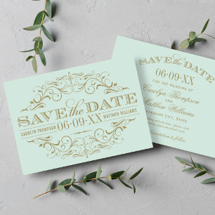 Elegante Muntgoud Sierlijke Bruiloft Save The Date