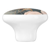 Elegante Mus Stoffig Roze en Gouden Bloemen Keramische Knop (Zijkant)