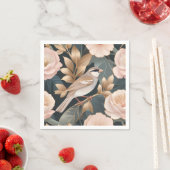 Elegante Mus Stoffig Roze en Gouden Bloemen Servet (Insitu)