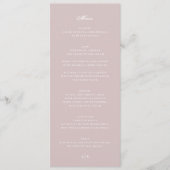 Elegante Musk Roze Wit Monogram Huwelijk Menu (Voorkant)