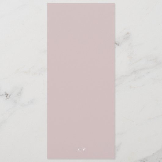 Elegante Musk Roze Wit Monogram Huwelijk Menu (Achterkant)