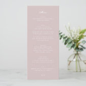 Elegante Musk Roze Wit Monogram Huwelijk Menu (Staand voorkant)