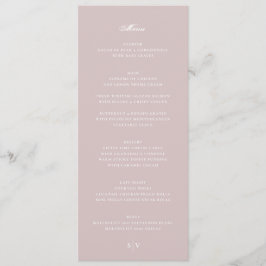 Elegante Musk Roze Witte Monogram Bruiloft Menu