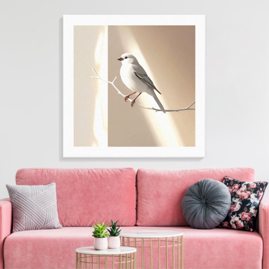 Elegante Mussen Vogel Muur Kunst Print - Minimalis (Insitu (Woonkamer))