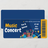 Elegante muziek feest uitnodigingskaart ontwerp kaart (Voorkant / Achterkant)