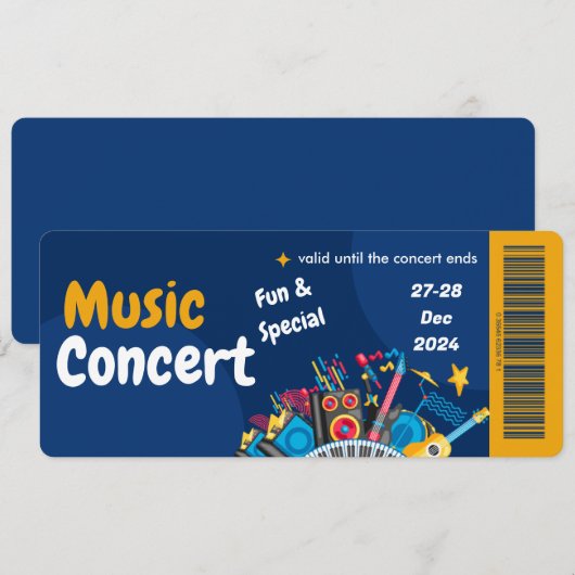 Elegante muziek feest uitnodigingskaart ontwerp kaart (Voorkant / Achterkant)