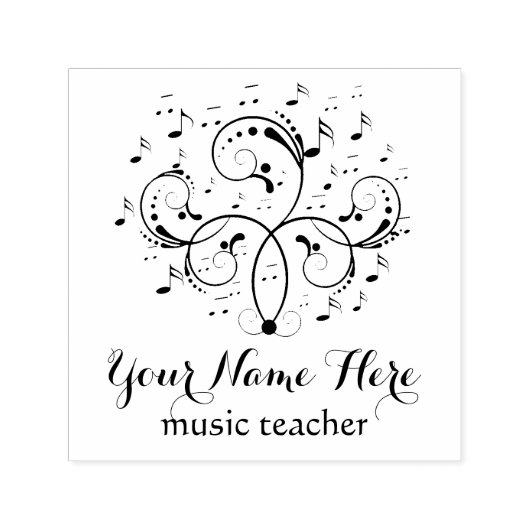 Elegante muziek logo zwart-wit zelfinktende stempel (Design)