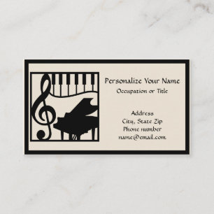 Elegante muziek piano toetsenbord sleutel noot sti visitekaartje