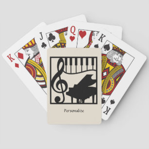 Elegante muziek piano toetsenbord sleutelnoot stij pokerkaarten