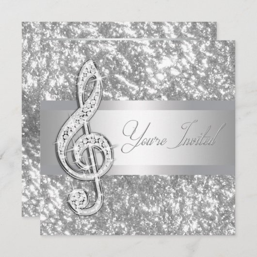 Elegante muziek Treble Clef Overweging Uitnodiging (Voorkant / Achterkant)