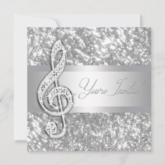 Elegante muziek Treble Clef Overweging Uitnodiging (Voorkant)