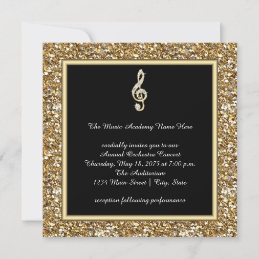 Elegante muziek Treble Clef Symphony Concert Overw Kaart (Achterkant)