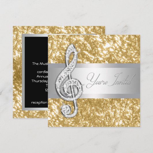 Elegante muziek Treble Clef uitnodiging (Voorkant / Achterkant)