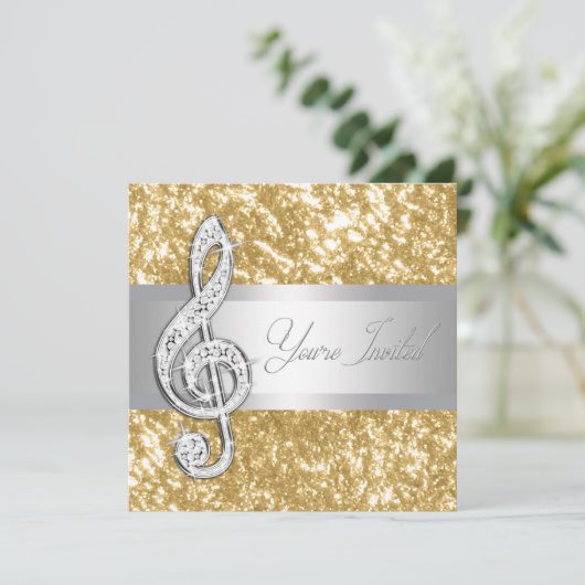 Elegante muziek Treble Clef uitnodiging (Staand voorkant)